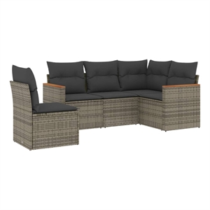 vidaXL Poly Rattan Medium Sofa Set w/ Removable Covers in Gray