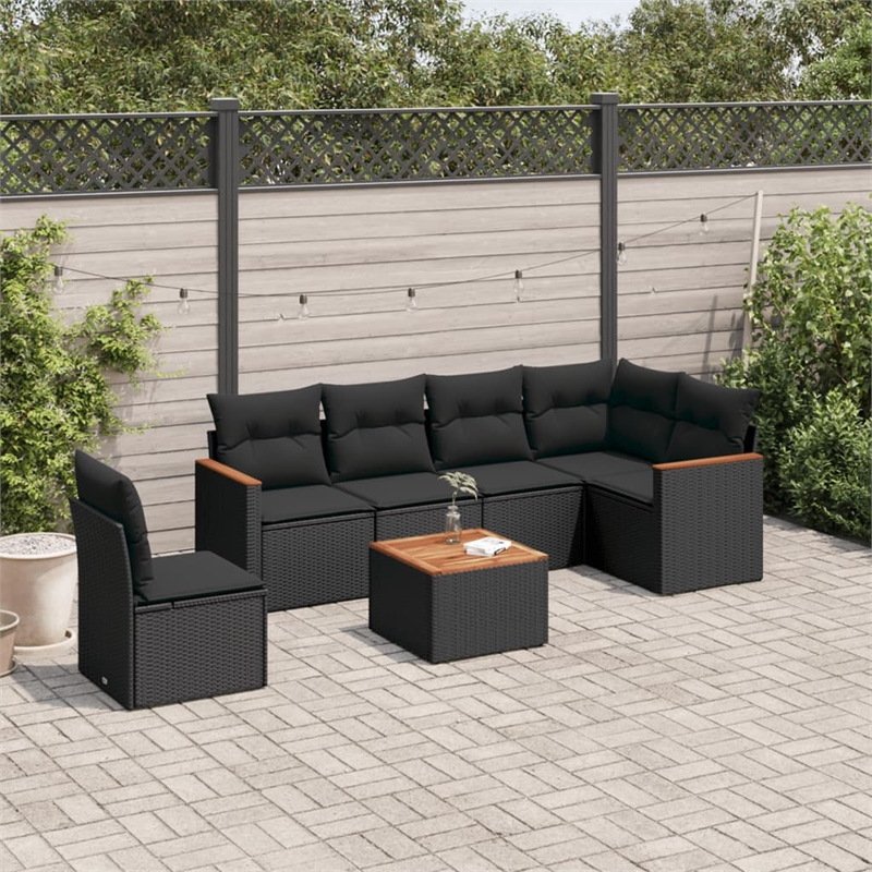 vidaXL 7 Piece Steel Sofa Set in Black