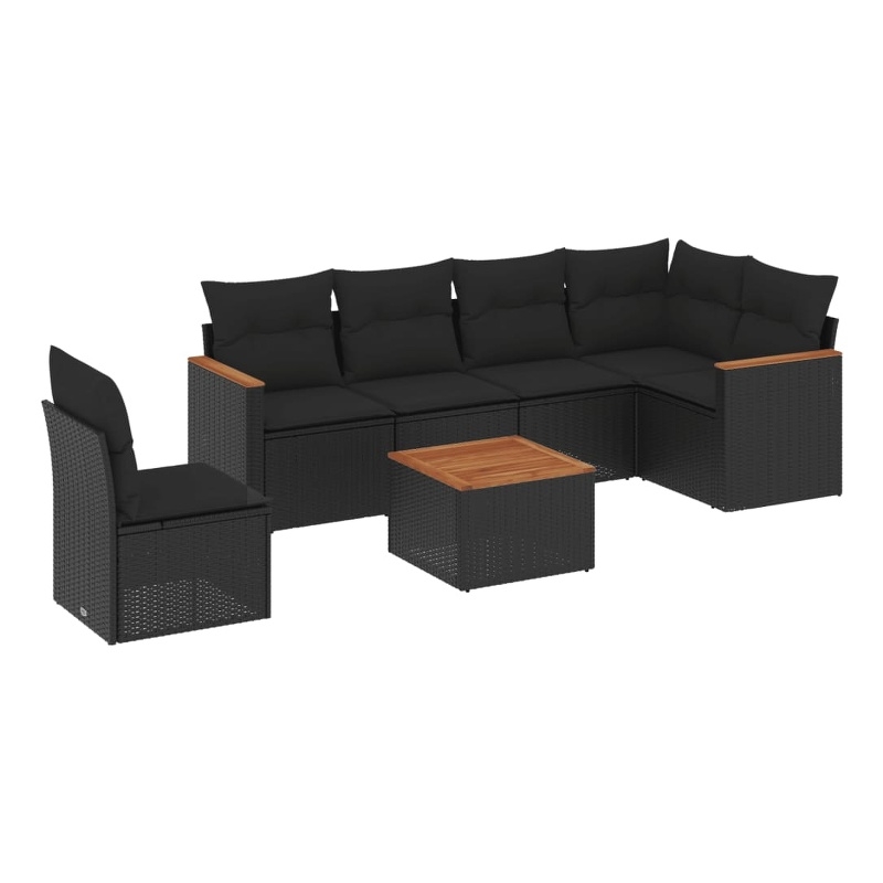 vidaXL 7 Piece Steel Sofa Set in Black