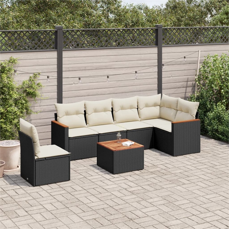 vidaXL 7 Piece Sofa Set in Black/White/Cream