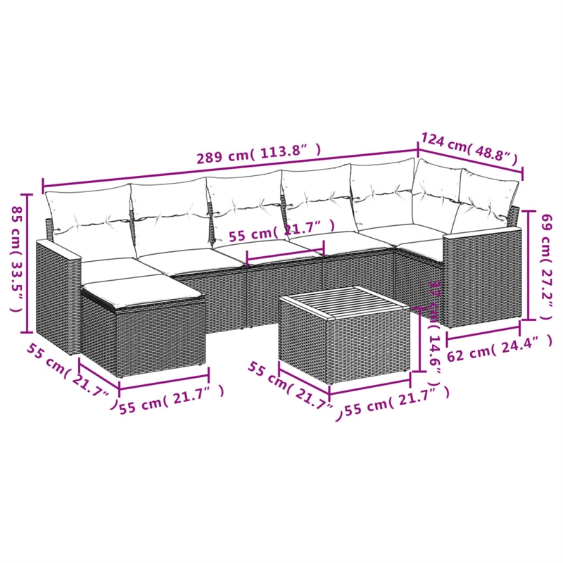 vidaXL Steel Sofa Set in White/Cream/Beige