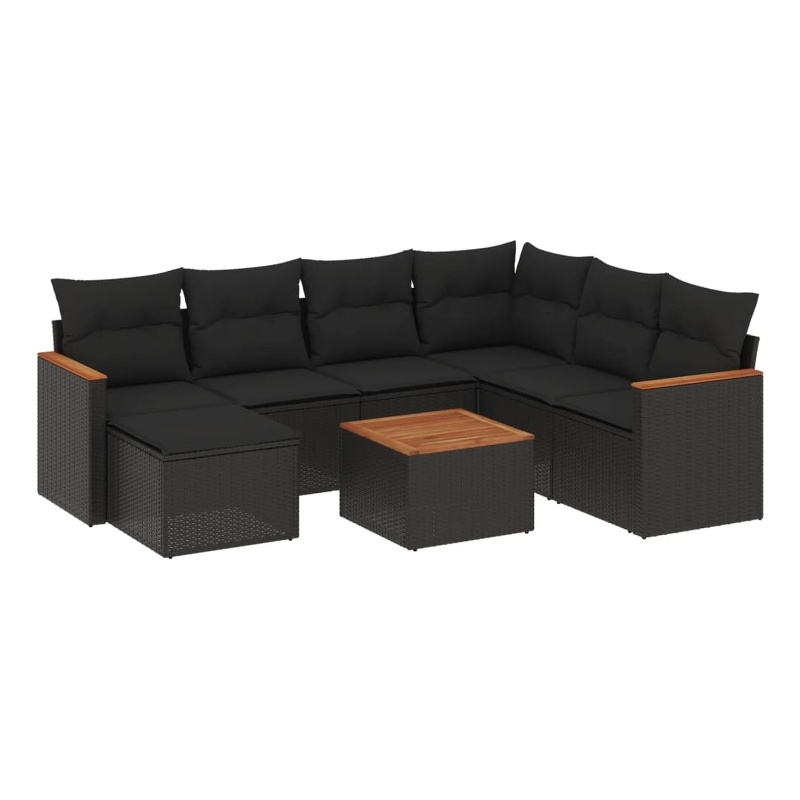 vidaXL 8 Piece Steel Sofa Set in Black