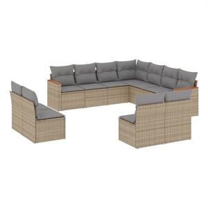 vidaXL 11 Piece Steel Large Sofa Set in Beige