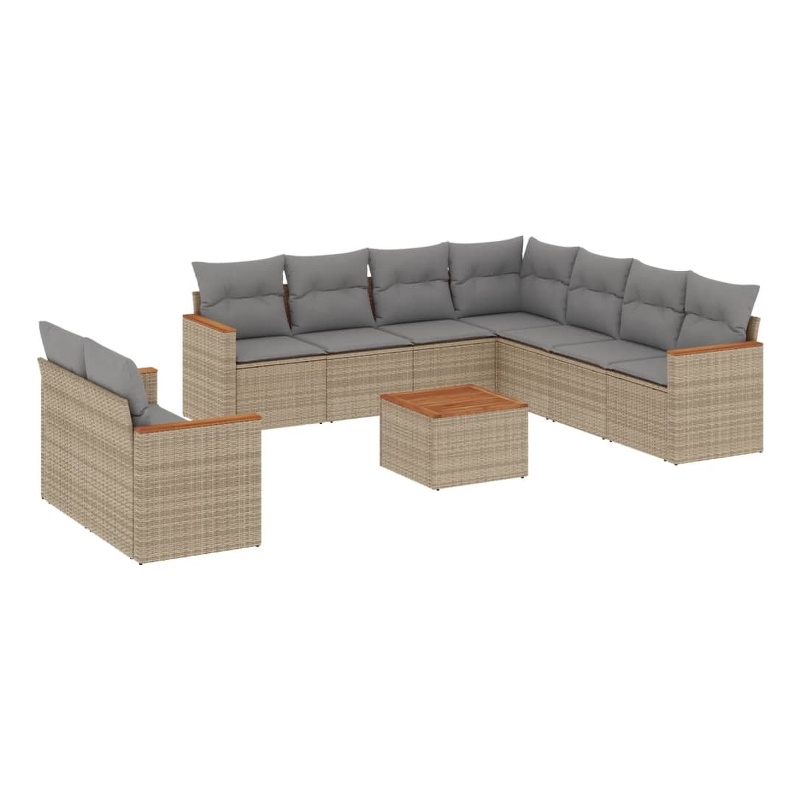 vidaXL 10 Piece Sofa Set in Gray/Beige