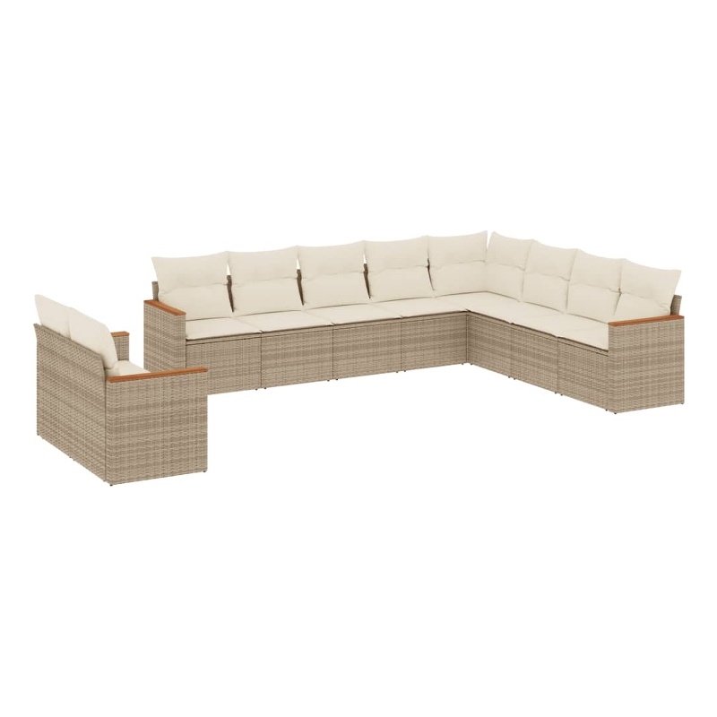 vidaXL 10 Piece Steel Sofa Set in Beige