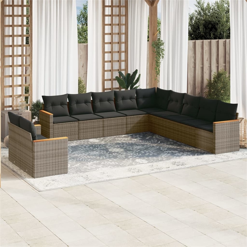 vidaXL 11 Piece Steel Sofa Set in Gray