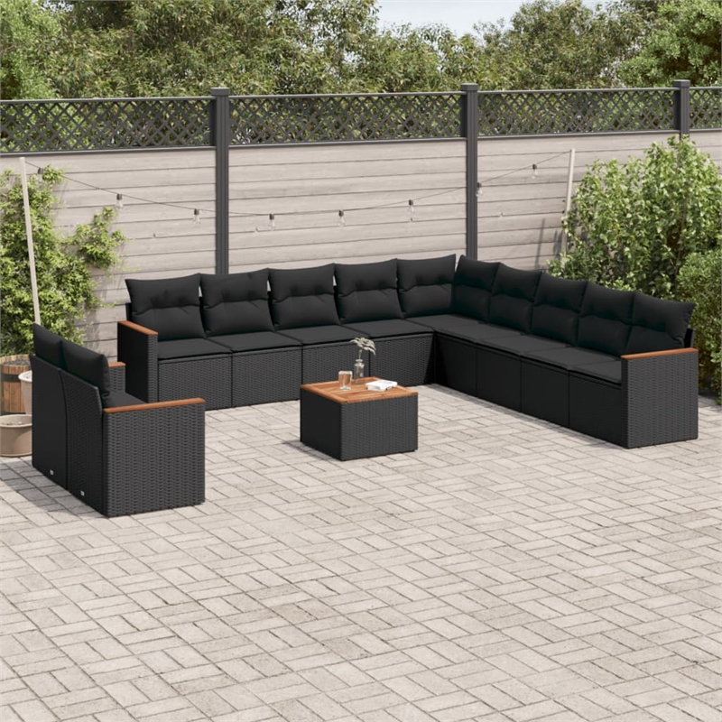 vidaXL 12 Piece Steel Sofa Set in Black