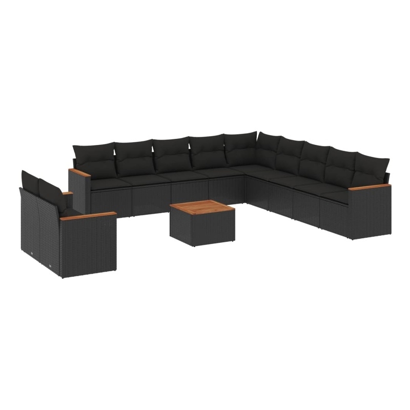 vidaXL 12 Piece Steel Sofa Set in Black