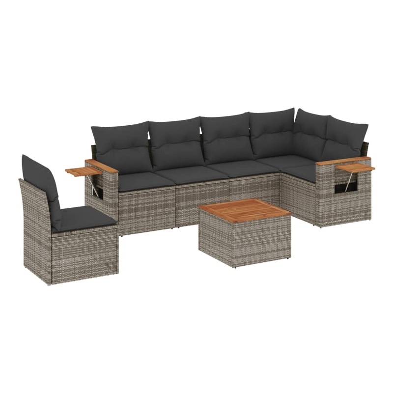 vidaXL 7 Piece Solid Acacia Wood Sofa Set in Gray