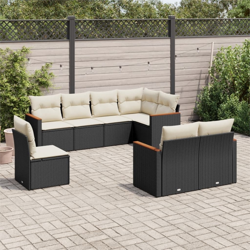 vidaXL 8 Piece Small Sofa Set in Black/White/Cream