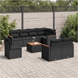 vidaXL 9 Piece Solid Acacia Wood Sofa Set in Black