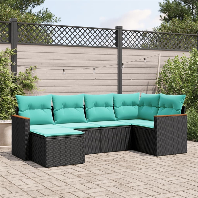 vidaXL 6 Piece Steel Patio Sofa Set in Black
