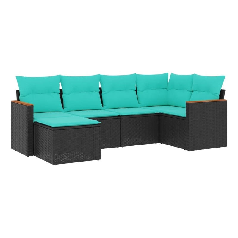 vidaXL 6 Piece Steel Patio Sofa Set in Black
