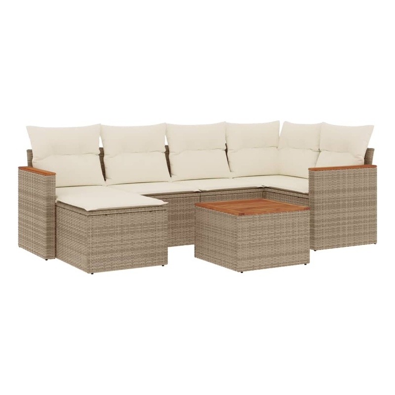 vidaXL 7 Piece Solid Acacia Wood Sofa Set in Beige