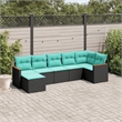 vidaXL 7 Piece Steel Patio Sofa Set in Black/Blue
