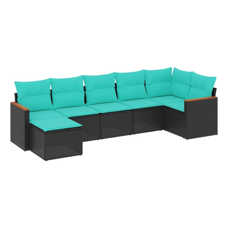 vidaXL 7 Piece Steel Patio Sofa Set in Black/Blue