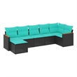 vidaXL 7 Piece Steel Patio Sofa Set in Black/Blue