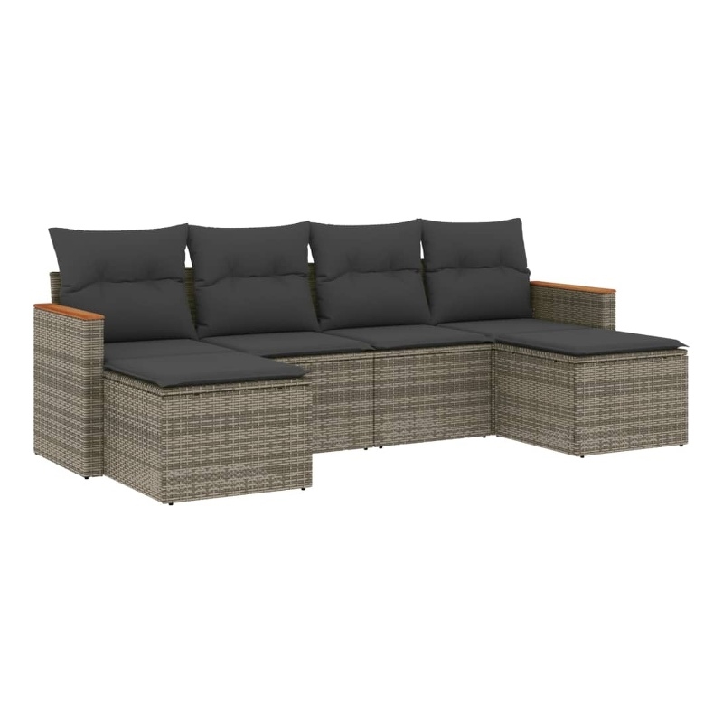 vidaXL 6 Piece Steel Sofa Set in Gray