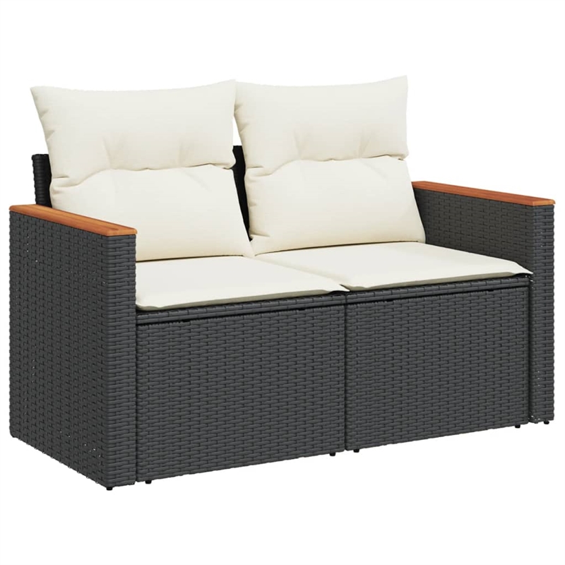 vidaXL 9 Piece Steel Sofa Set in Black/White/Cream