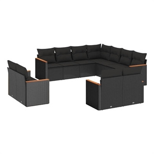 vidaXL 11 Piece Poly Rattan Sofa Set in Black