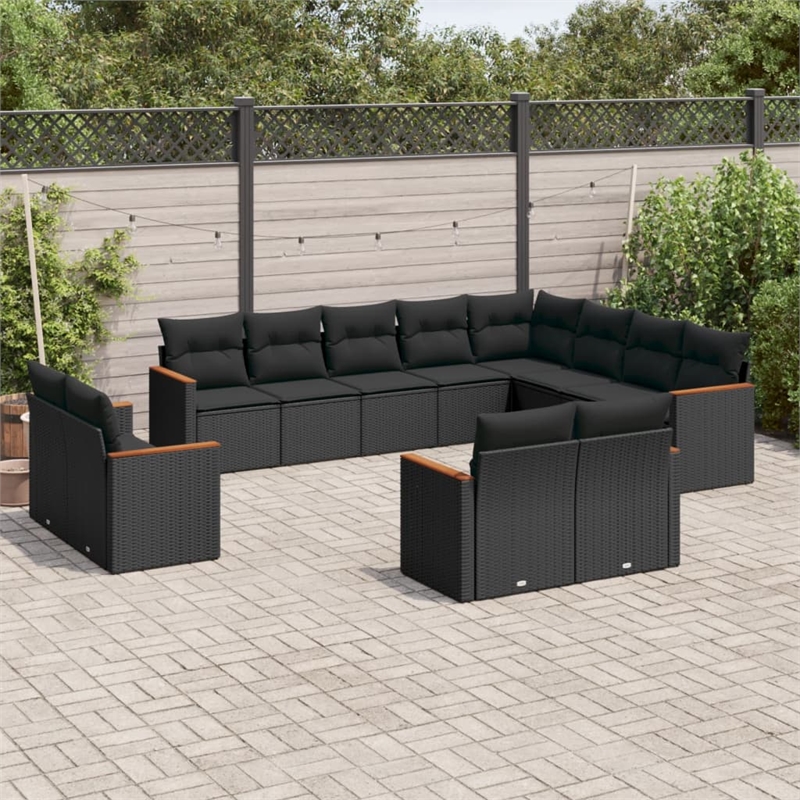 vidaXL 12 Piece Steel Large Sofa Set in Black