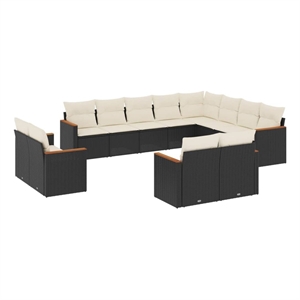 vidaXL 12 Piece Poly Rattan Large Sofa Set in Black