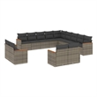vidaXL 13 Piece Poly Rattan Large Sofa Set in Gray