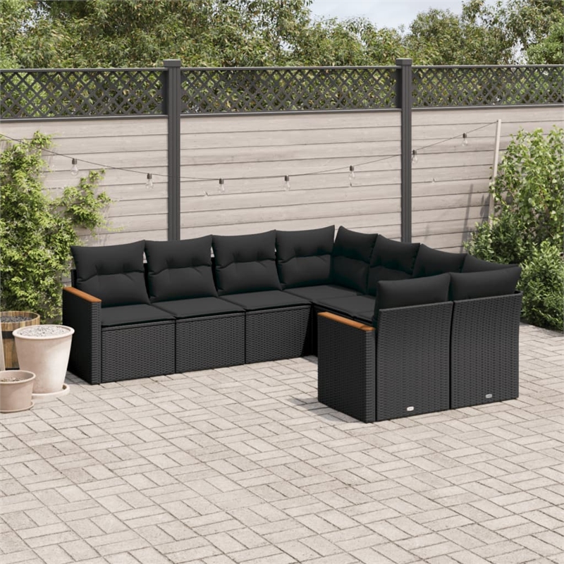 vidaXL 8 Piece Steel Sofa Set in Black
