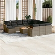 vidaXL 13 Piece Solid Acacia Wood Small Sofa Set in Gray