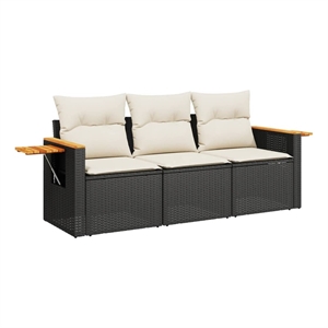 vidaXL 3 Piece Poly Rattan Sofa Set in Black