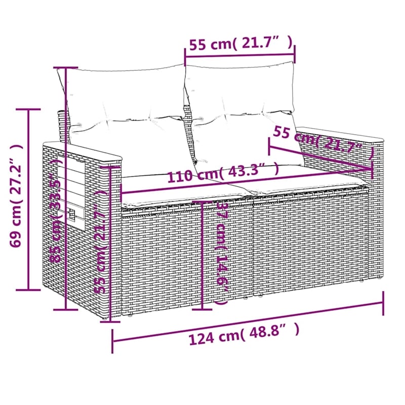 vidaXL Steel Sofa Set in Beige