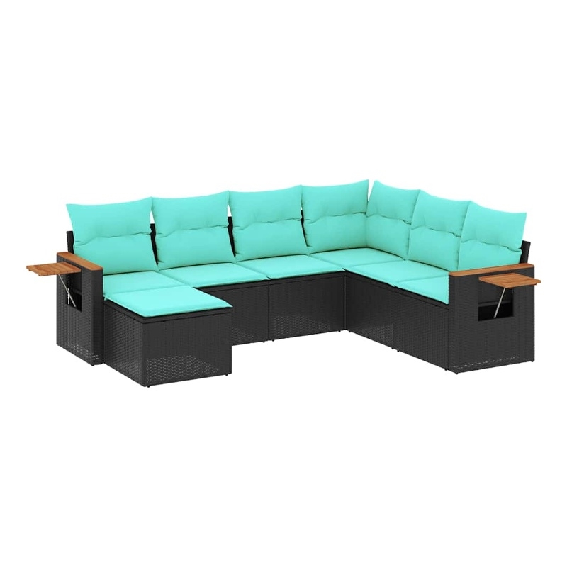 vidaXL 7 Piece Patio Sofa Set in Black/Blue