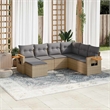 vidaXL 7 Piece Steel Sofa Set in Gray/Beige