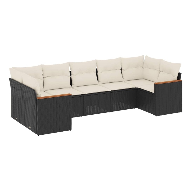 vidaXL 7 Piece Steel Sofa Set in Black/Cream