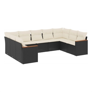 vidaXL 9 Piece Steel Sofa Set in Black/White/Cream