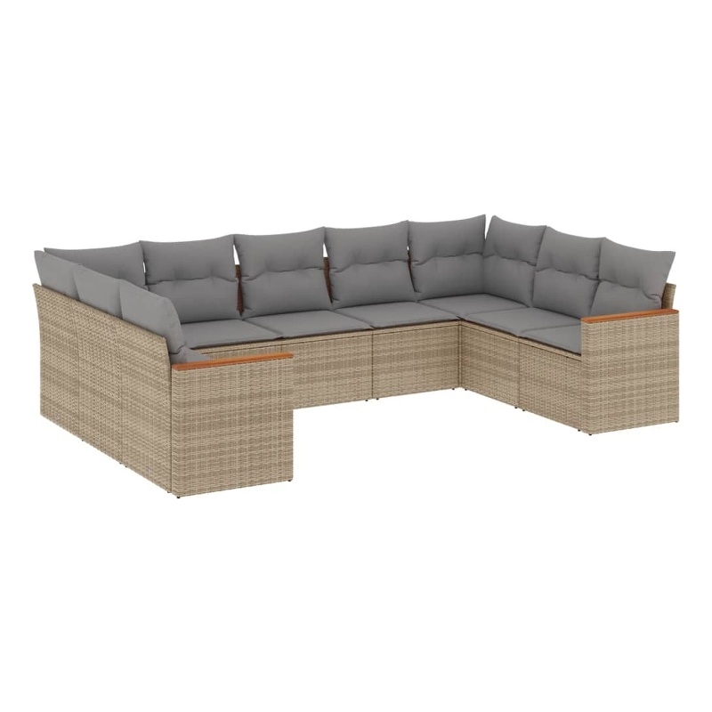 vidaXL 9 Piece Steel Sofa Set in Gray/Beige