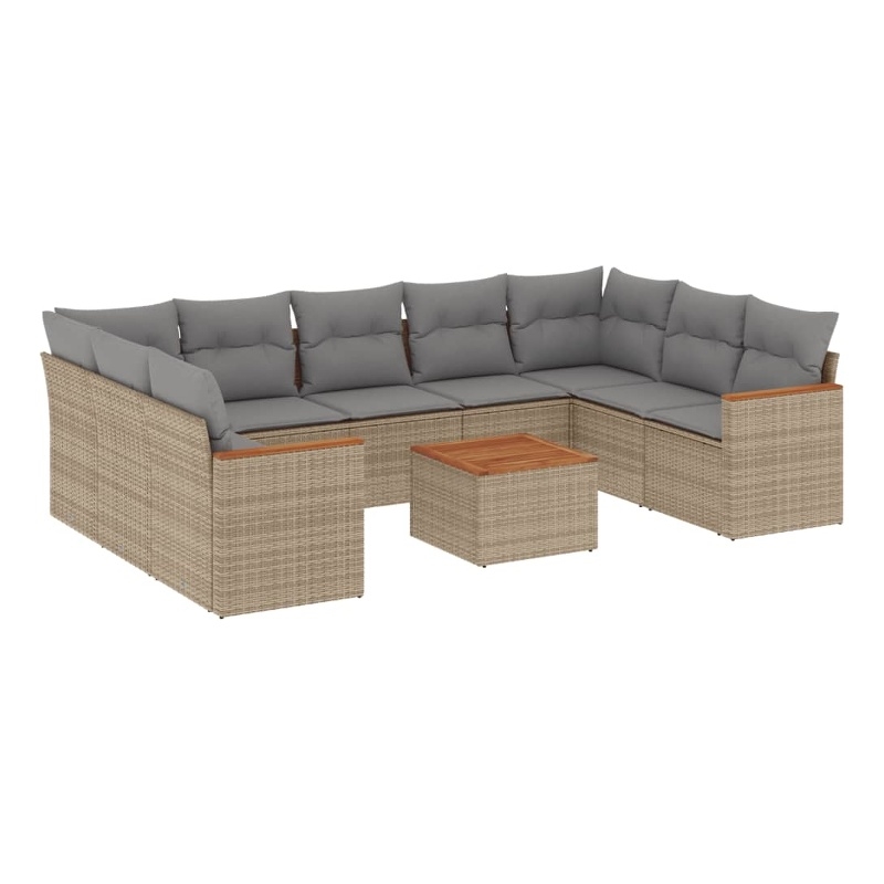 vidaXL 10 Piece Sofa Set in Gray/Beige