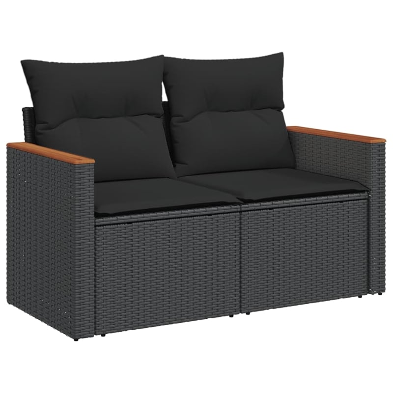 vidaXL 9 Piece Poly Rattan Sofa Set in Black