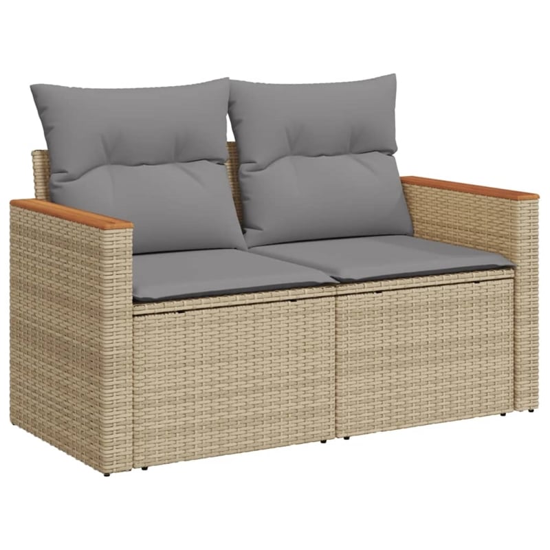 vidaXL 9 Piece Poly Rattan Sofa Set in Gray/Beige