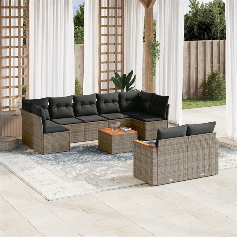 vidaXL 10 Piece Steel Sofa Set in Gray