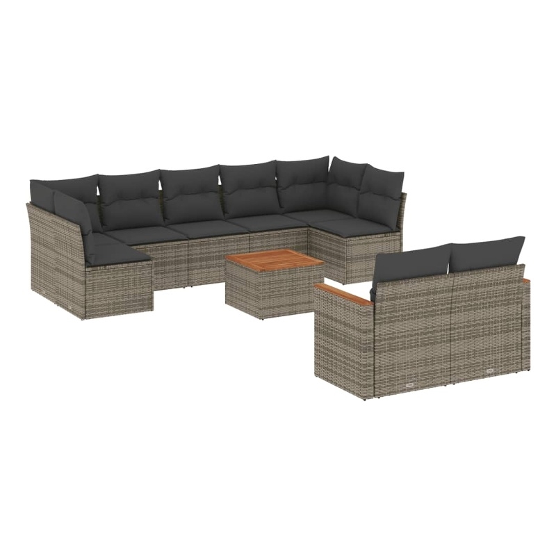 vidaXL 10 Piece Steel Sofa Set in Gray