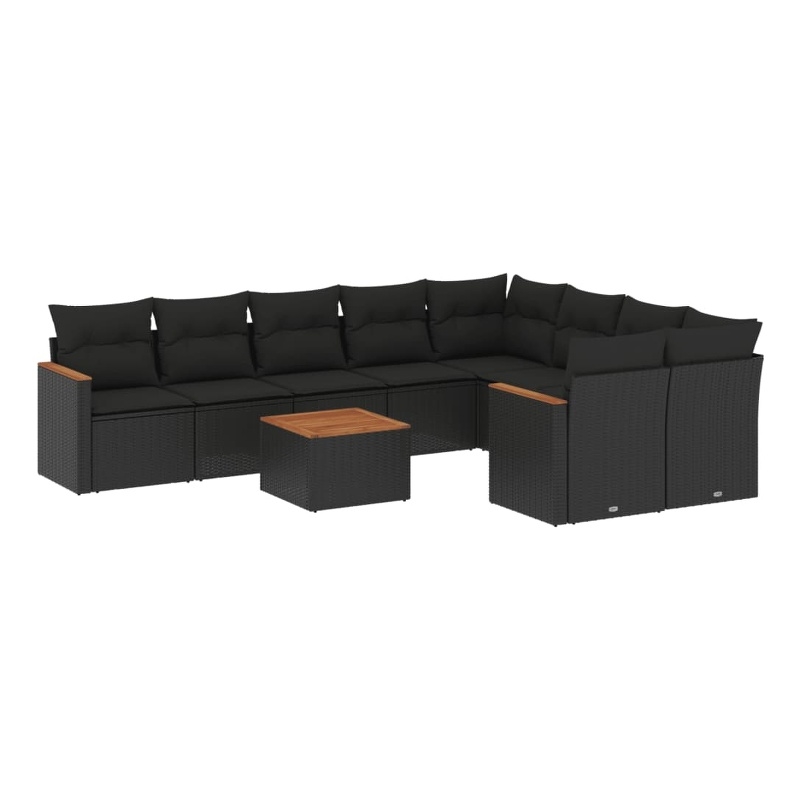 vidaXL Solid Acacia Wood Sofa Set in Black