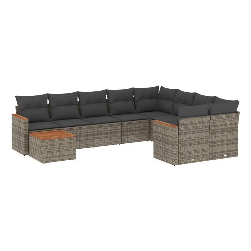 vidaXL 10 Piece Solid Acacia Wood Sofa Set in Gray