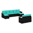 vidaXL 9 Piece Steel Small Patio Sofa Set in Black