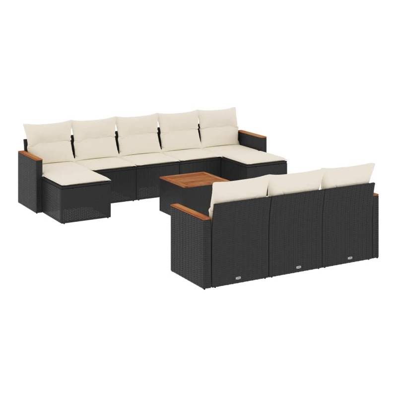 vidaXL Steel Sofa Set in Black/White/Cream