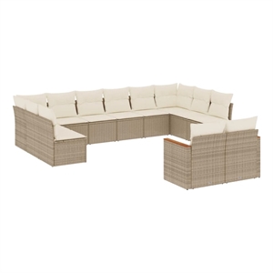 vidaXL 12 Piece Poly Rattan Large Sofa Set in Beige