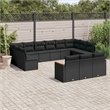 vidaXL 13 Piece Steel Large Sofa Set in Black