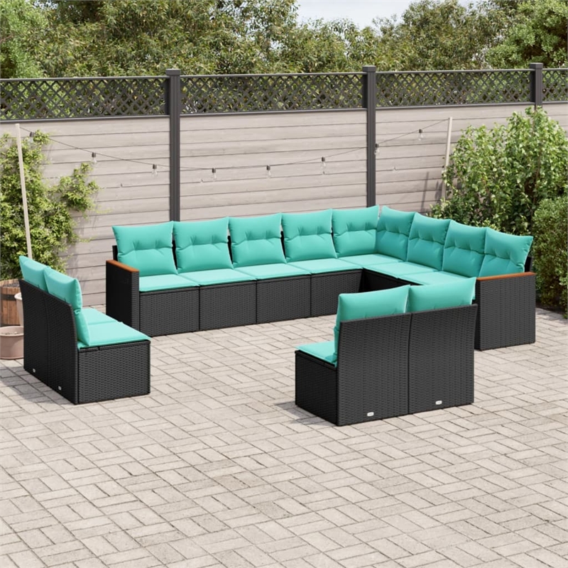 vidaXL 12 Piece Steel Patio Sofa Set in Black