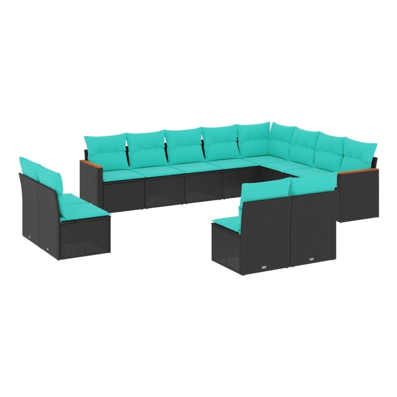 vidaXL 12 Piece Steel Patio Sofa Set in Black