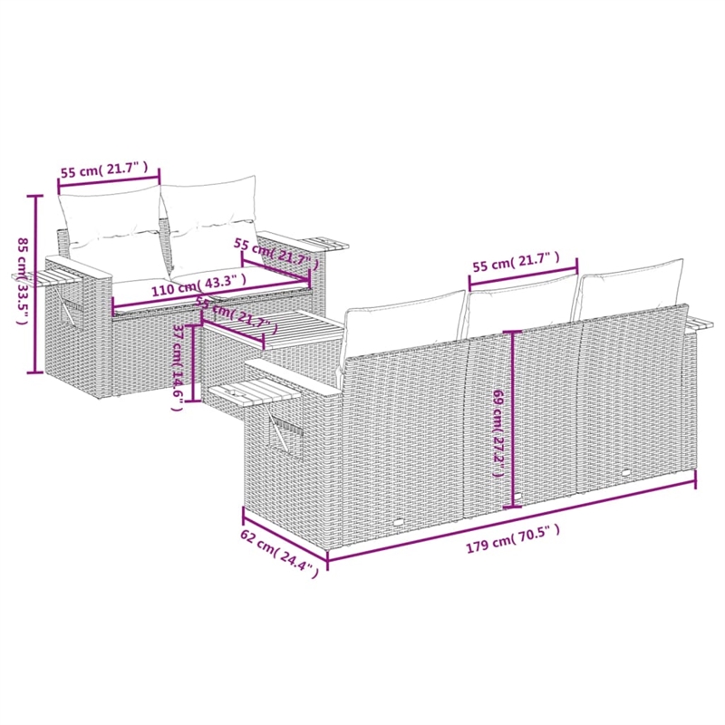vidaXL Solid Acacia Wood Sofa Set in Black
